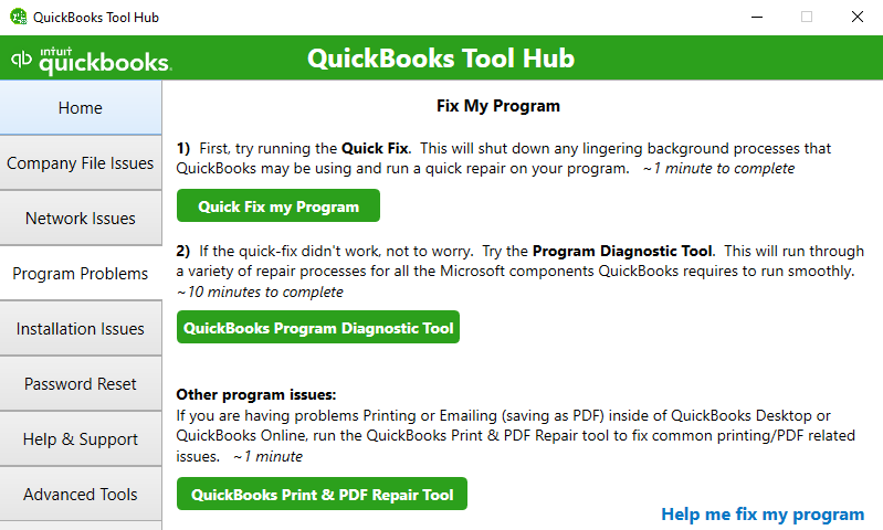 Quickbooks Program Problems Issue